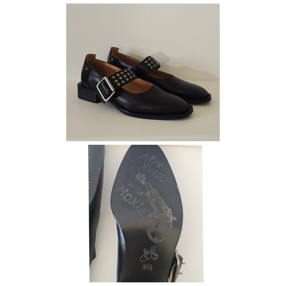 John FLUEVOG Moxie Mary Jane Black Leather Studded Women's Shoes